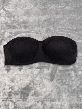 Strapless Lace Bandeau Bra - Black